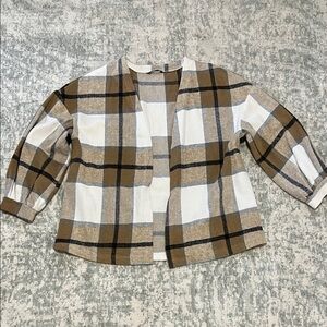 Plaid sweater/cardigan, size 8